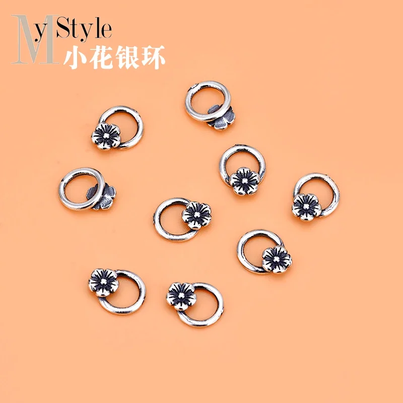 5PCS 925 Silvera Ccessories Tha Flower Peach Blossom Silver Ring Silver Ring Hand Woven jewelry DIY accessories materials