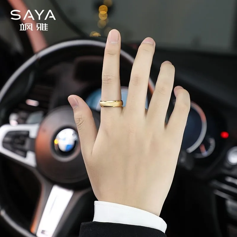 Tungsten Carbide Plated Ring for Men Gold Plated Wide Band Chunky Finger Ring Custom Engraved Comfort Fit Durable Polish Finish