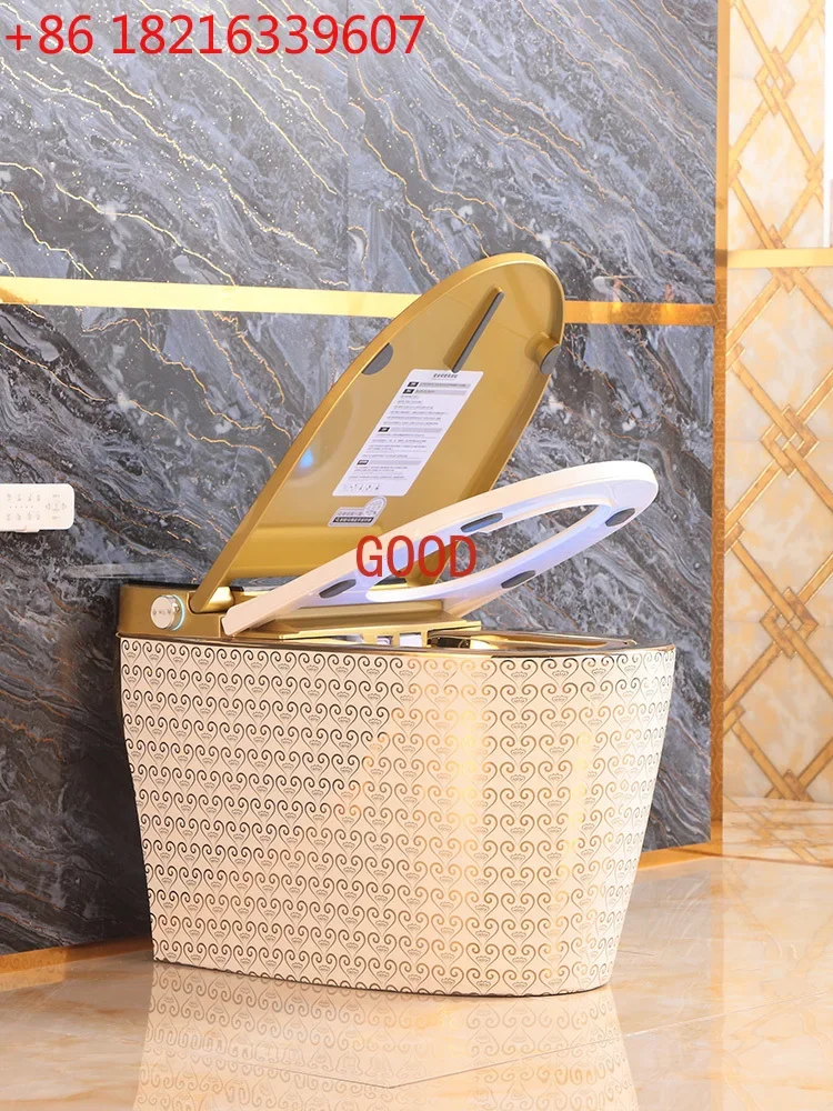Golden Smart Toilet European-style Home Toilet Tuhao Golden Toilet Automatic Induction Flip Cover Voice Splash Proof