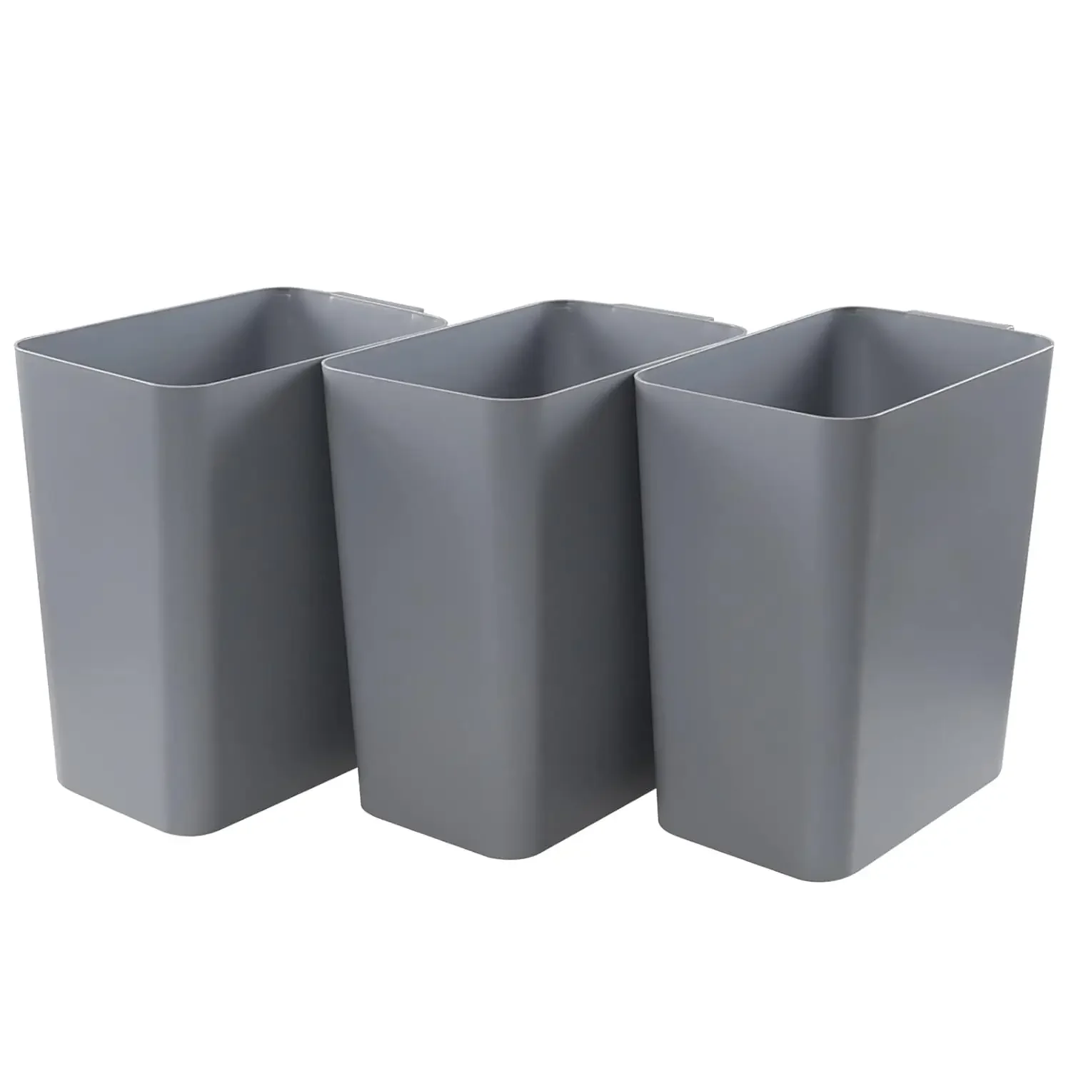 3-Pack 4.5 Gallon Trash Can, Gray Waste Bin for Home, Kitchen, Office, Bedroom, Bathroom