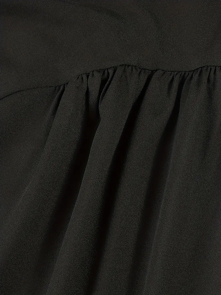 Nowa francuska sukienka midi z długim rękawem, czarna, z diamentowym kołnierzykiem, seksowne stroje damskie, eleganckie sukienki na imprezę, modny element, spódnica w kształcie litery A.