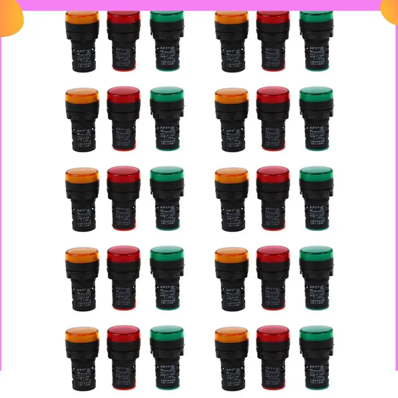 

A23P Red, Yellow-Green Light Lamp 22 Mm LED Pilot Display Panel AC 220 V 30 Pcs