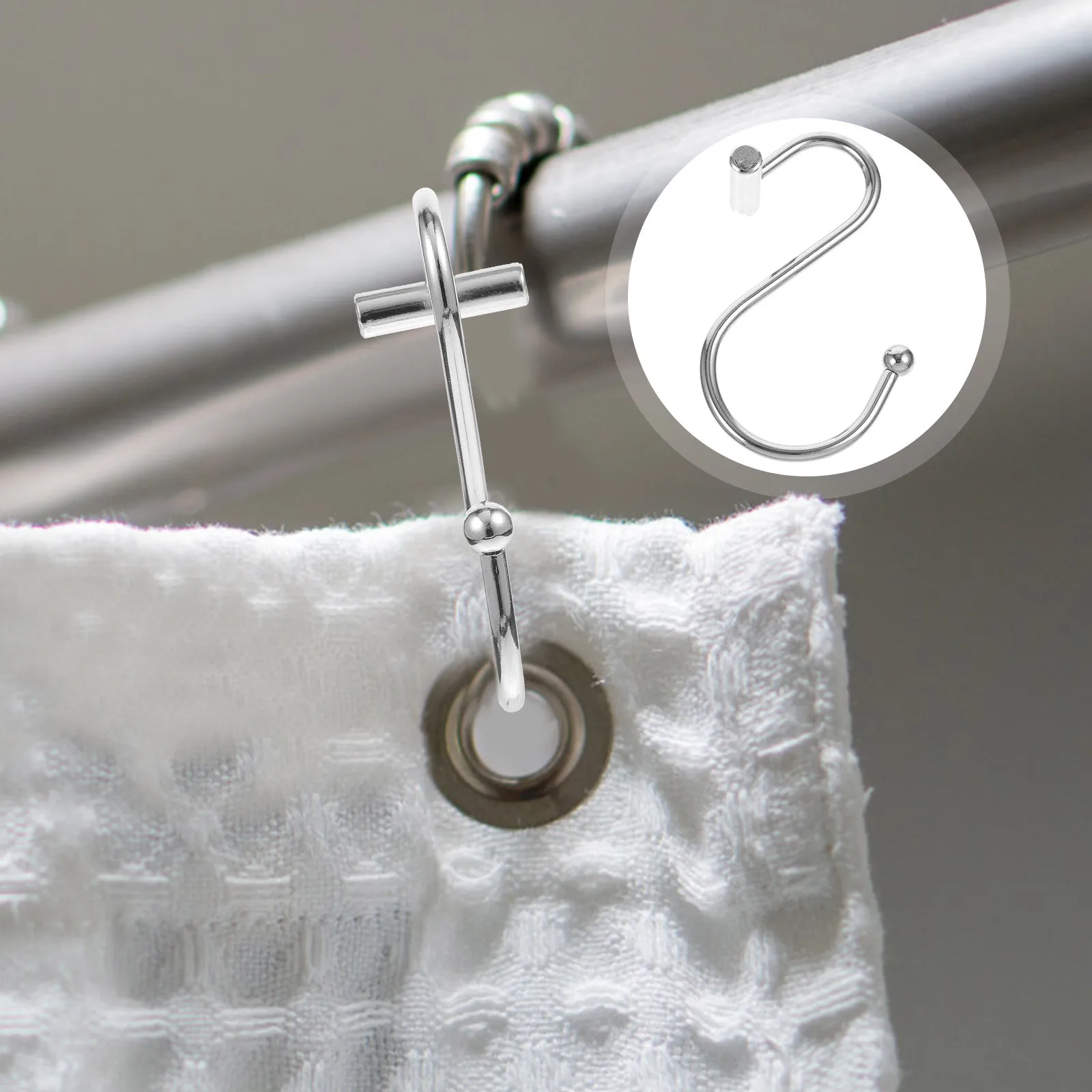 

24Pcs Bathroom Curtain Holdbacks Iron Shower Hooks S-Shaped Curtain Tiebacks Drapes Holders Easy Install