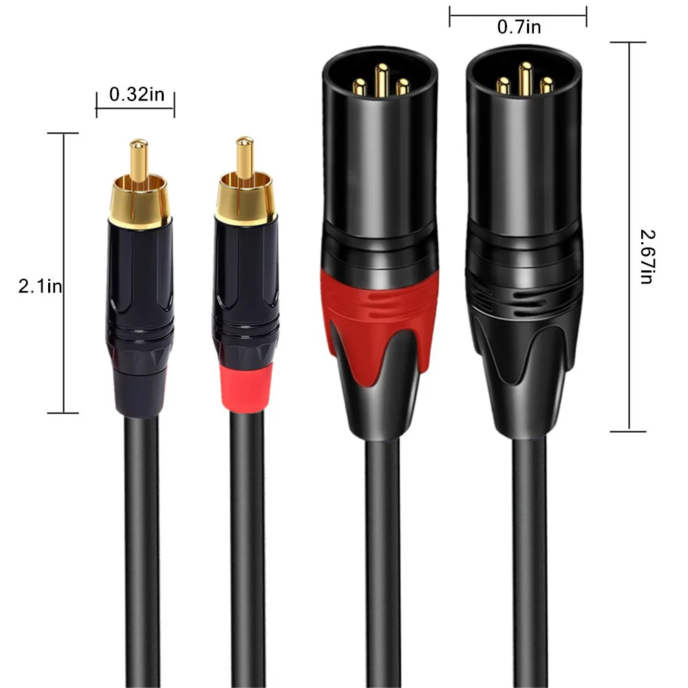Dual Lotus 2RCA To Dual Male Female XLR Audio Cable Cannon Microphone Mixing Quitar Stable Connection Console Amplifier Cables