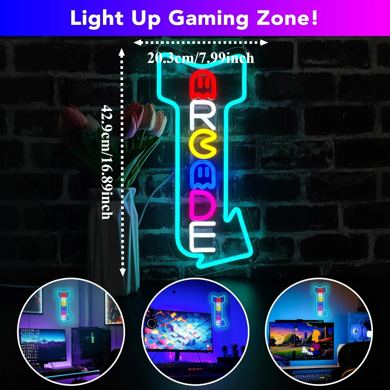 ممر النيون علامات السهم الألعاب LED ضوء النيون عكس الضوء USB ل غرفة الألعاب بار الرجعية ممر مقهى الإنترنت ديكور هدايا للبنين طفل #3