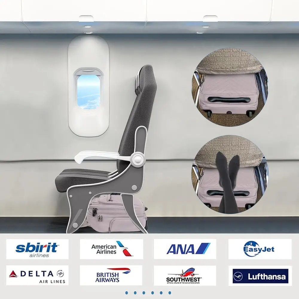 Mala de mão multifuncional rosa de 16 polegadas com rodas para viagens e negócios femininos