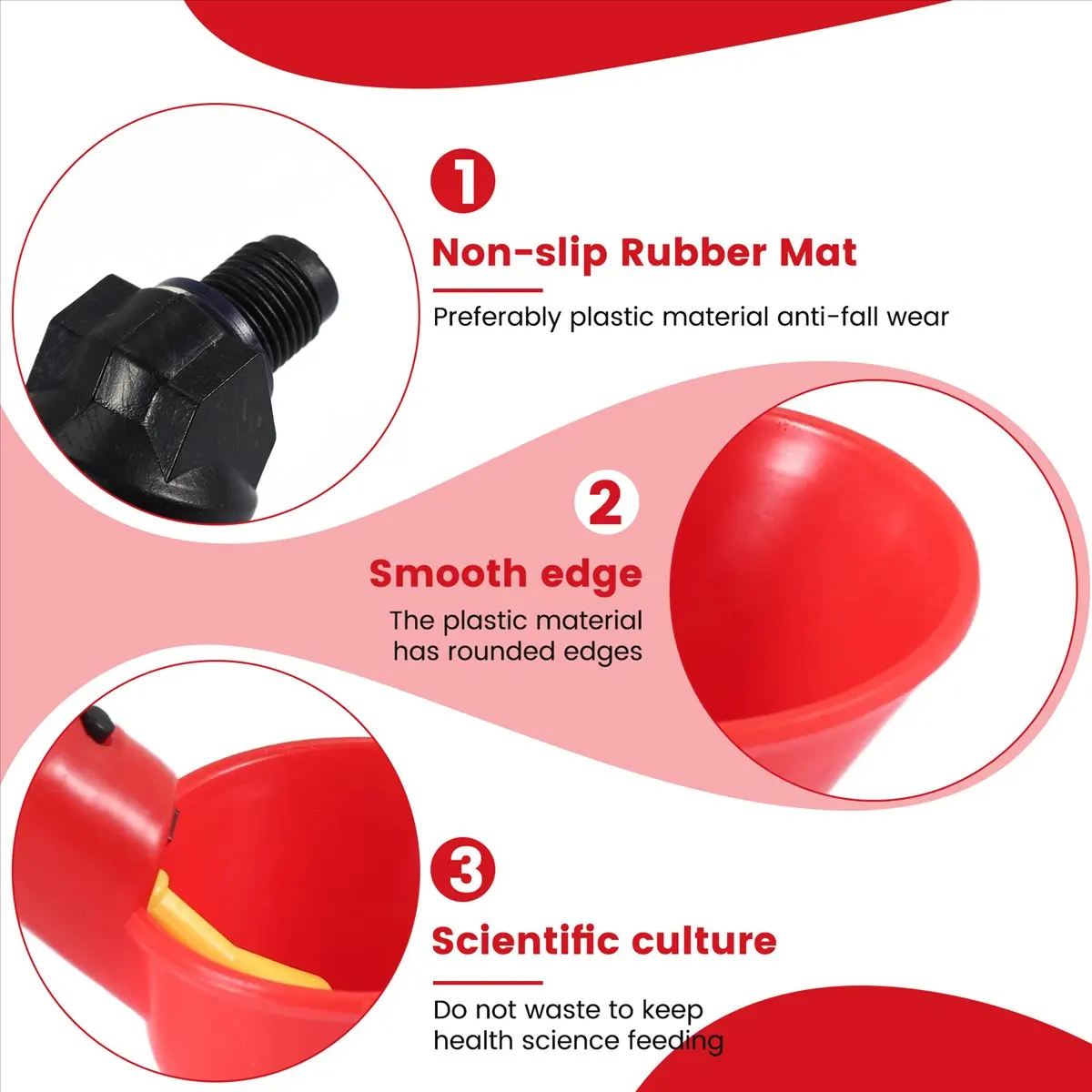 [N88R] Chicken Waterer Cups, Chicken Waterer Feeder Tee Fittings, Automatic Chicken Waterer for Chicken Ducks Quail 6Pcs
