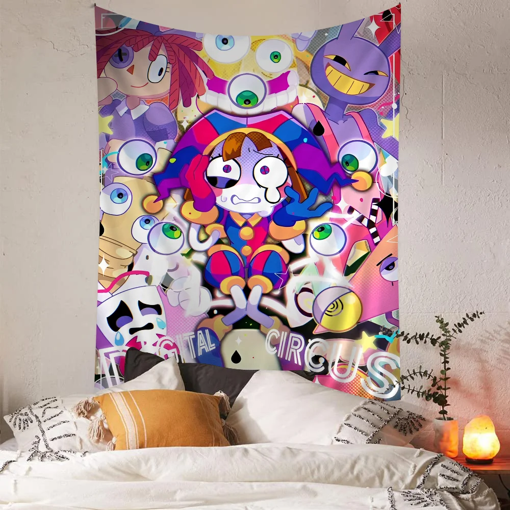 Cartoon The Amazing Digital C-Circus Vintage Anime Tapestry Hanging Tarot Hippie Wall Rugs Dorm Wall Hanging Sheets