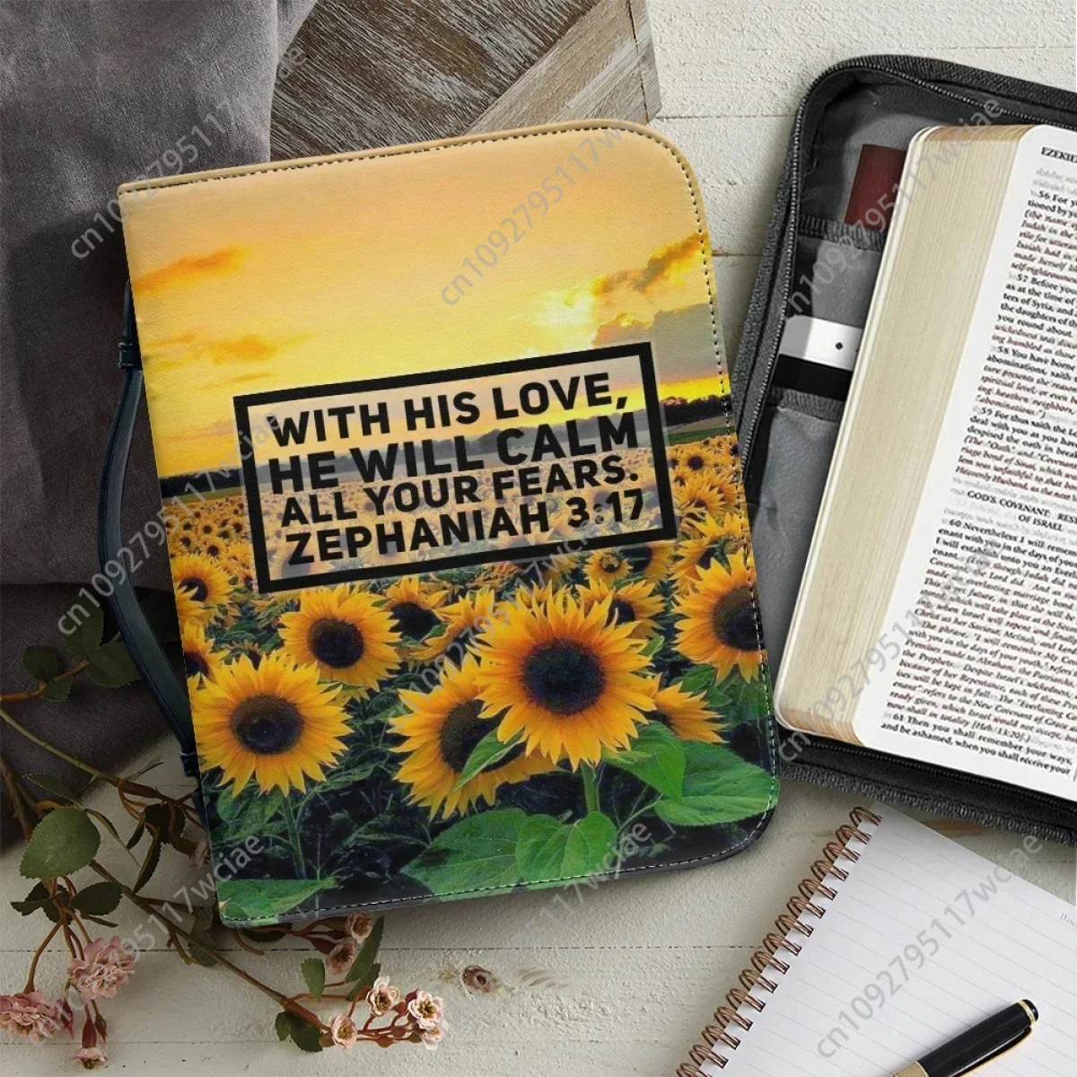 

Women's Handbags Classic Bible Verse Print Bible Cover Case PU Leather Bible Storage Bags Portable Study Book Holy Storage Boxes