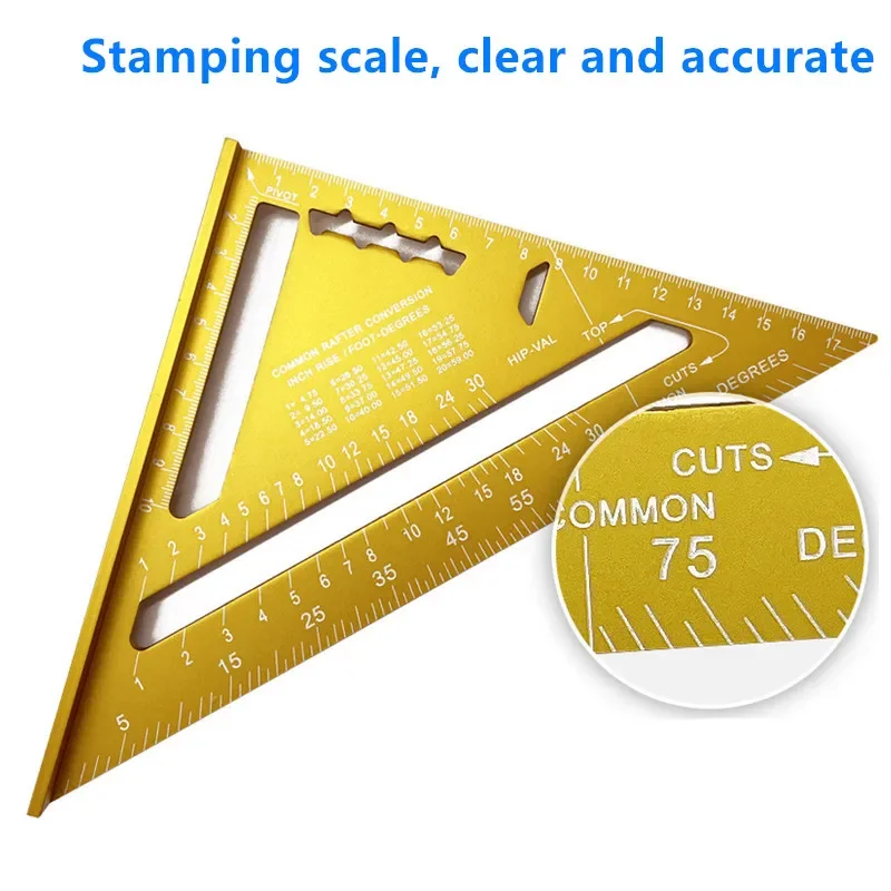 Aluminum Alloy Triangle Ruler Gauges, Speed Protractor Miter, Carpenter Line Scriber, Saw Guide, Precision Measurement Tool, 7