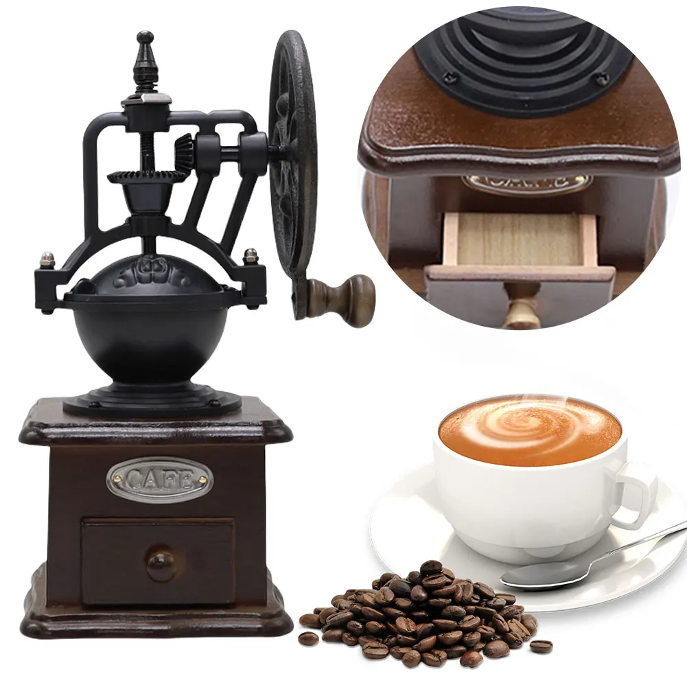 

Manual Coffee Grinder Retro Coffee Bean Grinder Portable Hand Coffee Bean Mill for Home Office