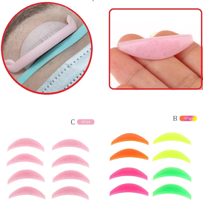 4 Pair Eyelash Lifting Kit Silicone Pad Eye Lash Perm Pads Eyelashes Extension Accessories 3D Eyelash Curler Applicator Tools