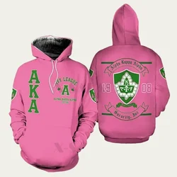 Custom AKA Sorority Graphic Sweatshirts Harajuku Fashion Hoodies For Women Clothes Anniversary Sport Hoodie Sororities Pullovers