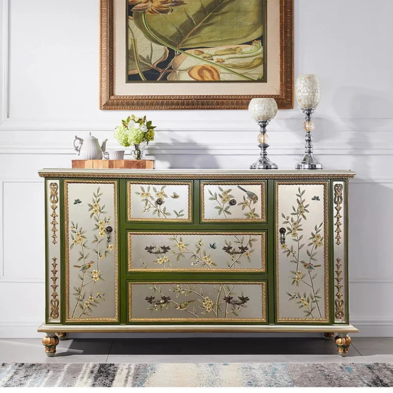 wood carving painted dining side retro style living room porch entry corridor  decoration