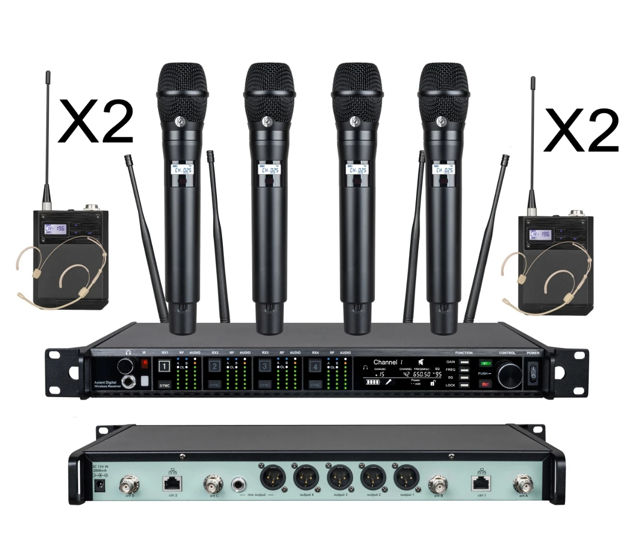 AD4Q Microfone 4 Channel KSM11 KSM8 Dynamic Wireless Microphone Professionl Microfono Inalámbricos Lavalier Microfono For Stage