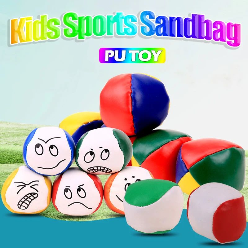 

Children Throw Sandbags Educational Toys PU Waterproof Round Sandbags Kindergarten Special Smiling Face Throwing Game Props