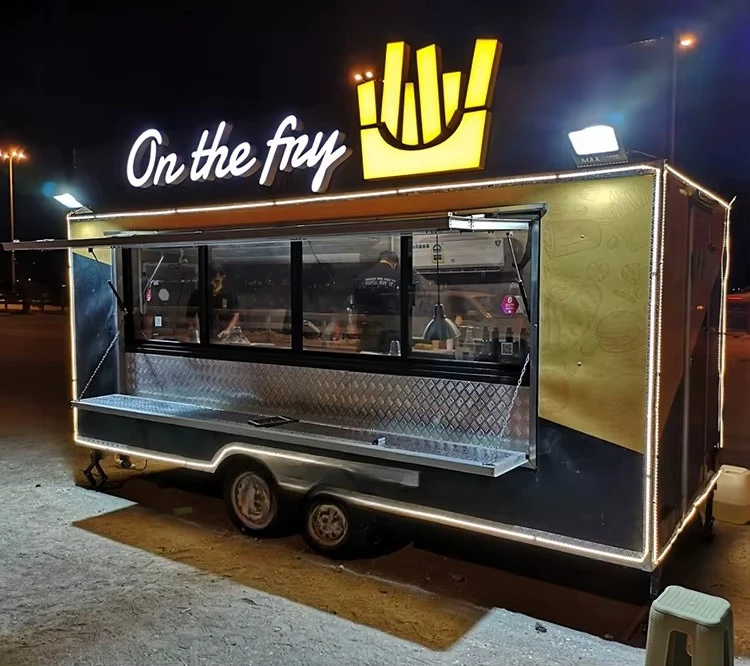 Double Food Trailer Stainless Steel Mobile BBQ Vending Stall Towable Outdoor Event Barbecue Catering Trailer For Commercial