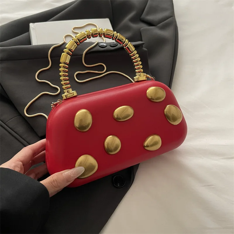 

Women's cosmetic bag luxury designer bags 2025 new shoulder messengerbag high end wallet korean popular clutch Rivet evening bag