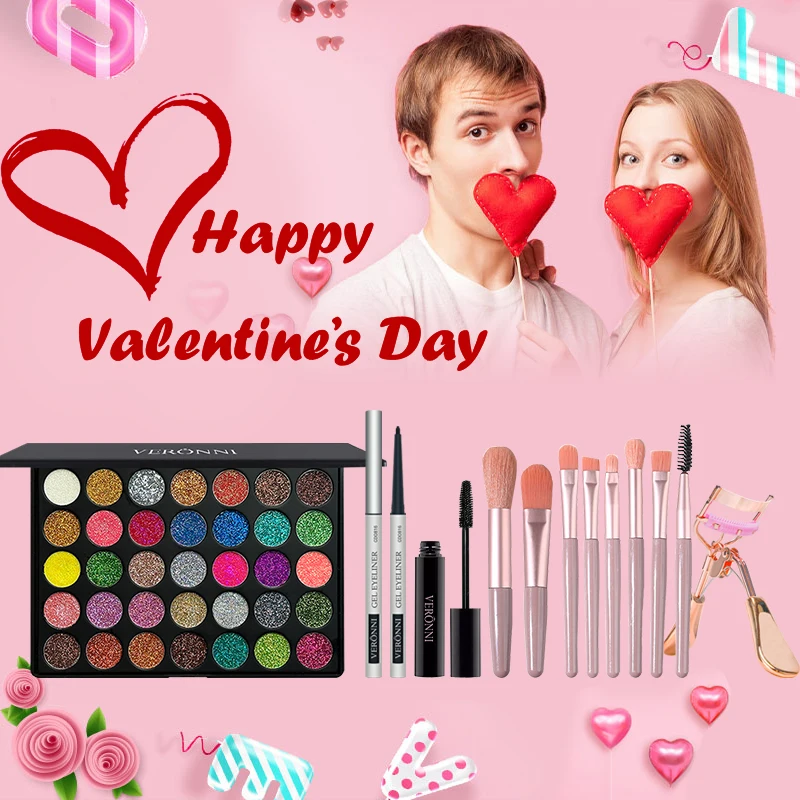 Kit de maquillaje todo en uno, juego de kit de maquillaje para ojos, caja de regalo de maquillaje que incluye pestañas, delineador de ojos, sombra de ojos, brocha de maquillaje para festivales festivos