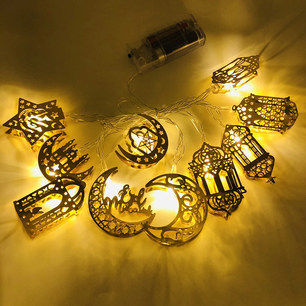 1.65m ระเบียงเครื่องประดับ Ramadan String Light 10LED สวน IP42 กันน้ํา Inoor สําหรับเทศกาลมุสลิมติดตั้งง่าย WARM