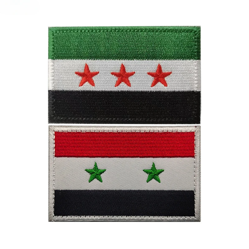 New Syria National Flag Embroidered Patch Rubber Tactical Badge Hook&loop Attachment for Backpack Cap Uniform Syrian Free Emblem