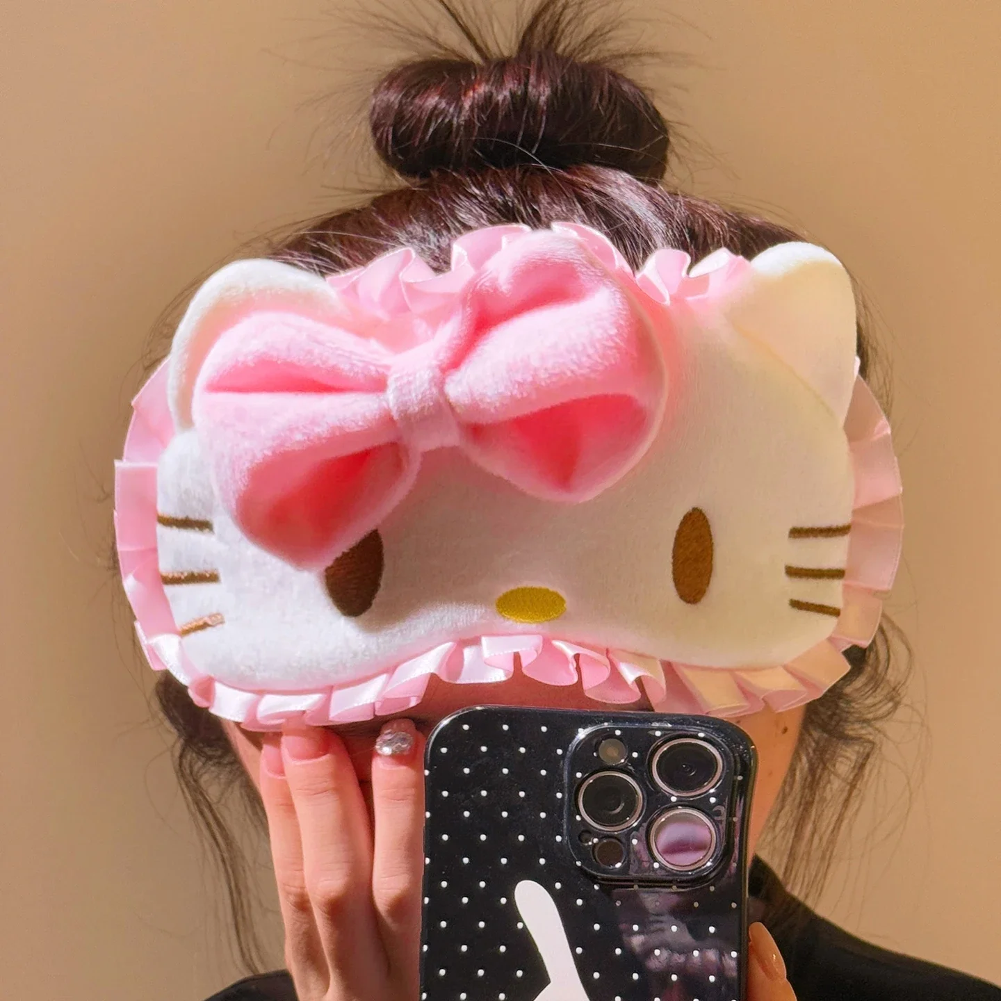 Antifaz de Peluche con Diseño de Gato Rosa, para Dormir, Antifaz de Viaje, para Descansar y Siesta