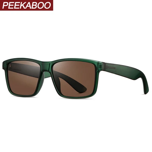 Peekaboo gafas de sol con montura cuadrada moda masculina gafas de sol polarizadas para exteriores para hombres uv400 conducción PC azul marrón 2025 regalo