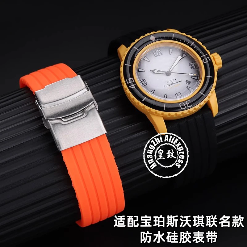 22 mm Silikon-Uhrenarmband für Blancpain X Swatch Five Oceans Fifty Fathoms Uhrenarmband,
