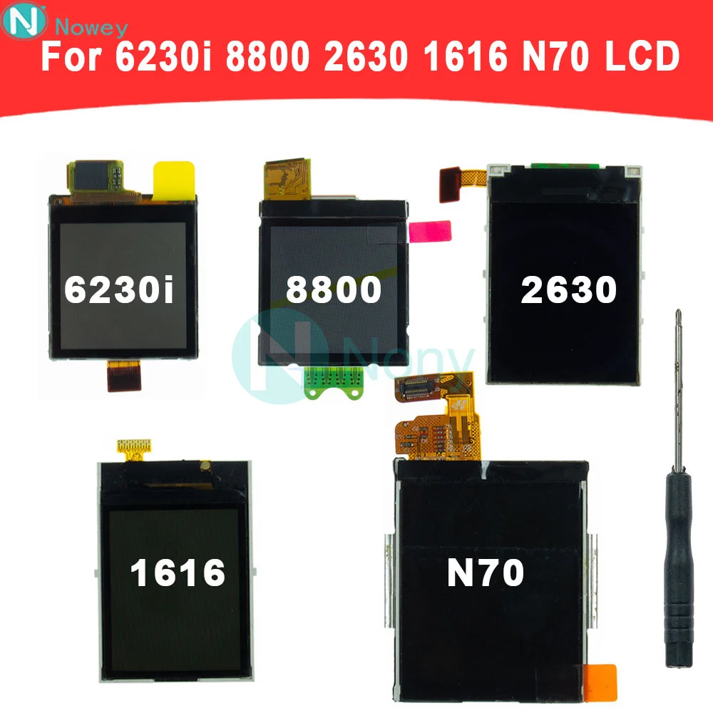 Nowey 6230i 8800 LCD Screen For Nokia 1616 16611662 1800 5030 1681 1682 1680 2630 2760 1650 2600 Classic LCD Display Repair Part