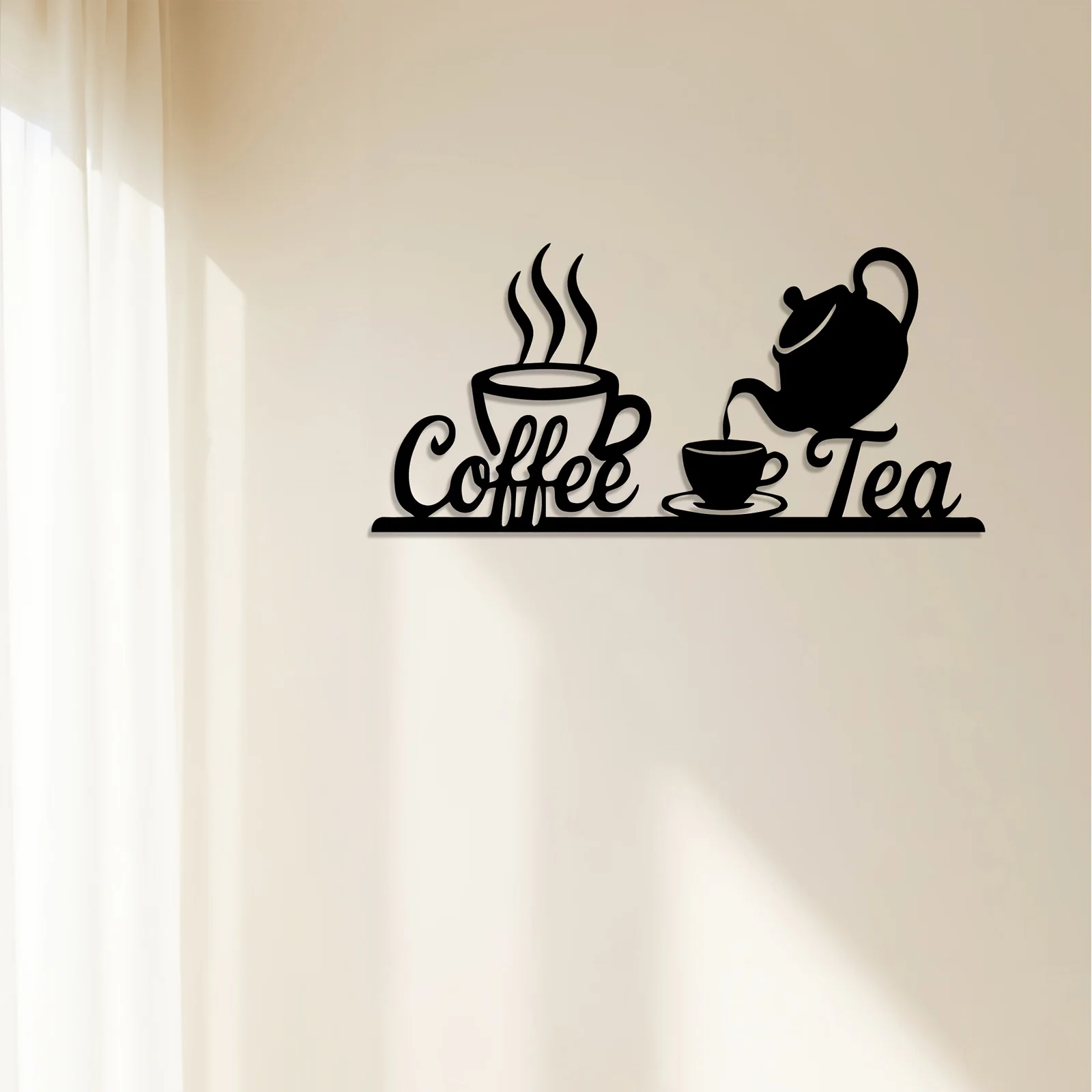 1pc Rustic Metal Coffee & Tea Wall Art Sign - Vintage Iron Coffee Bean & Tea Pot Decor with  Coffee Cup & French Press Icons