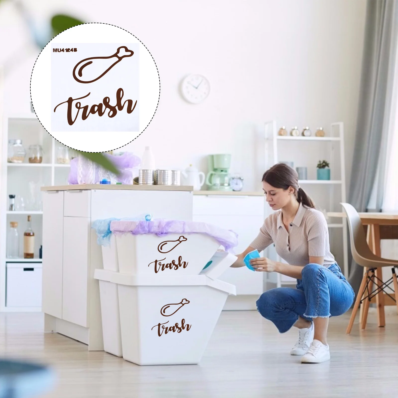 

Recycling Trash Can Sticker PVC Waterproof Self-Adhesive Removable Trash Sorting Decal Logo Sign Decal