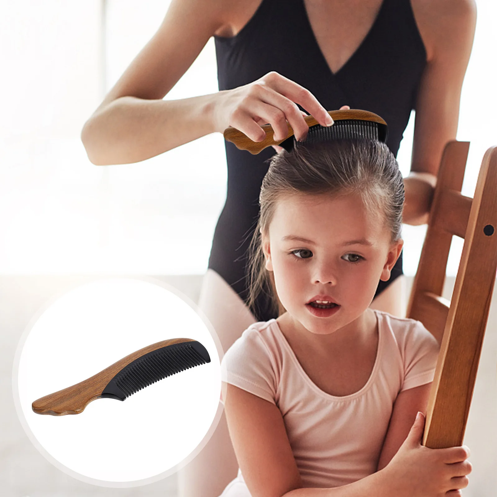 

Green Sandalwood Comb Small Size Exquisite Smooth Handle Safe Massage Hairbrush for Children Home Travel Hair Care