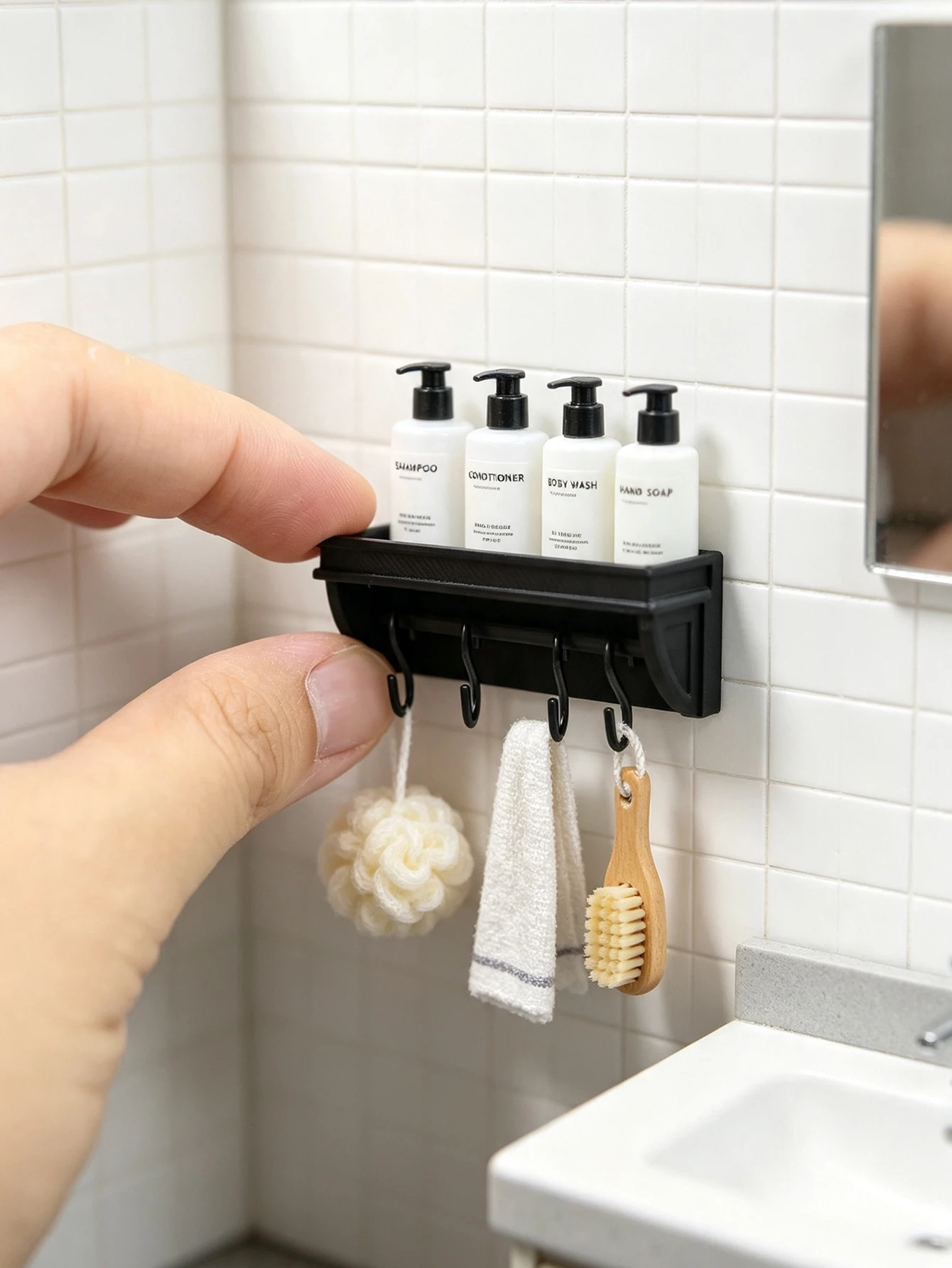 A miniature kitchen utensil storage rack ornament, Christmas gift ornament, suitable for 1/6, 1/12 dollhouses, photography props, micro landscape ornament, miniatures decoration, small gift, giveaway, home decor figuri
