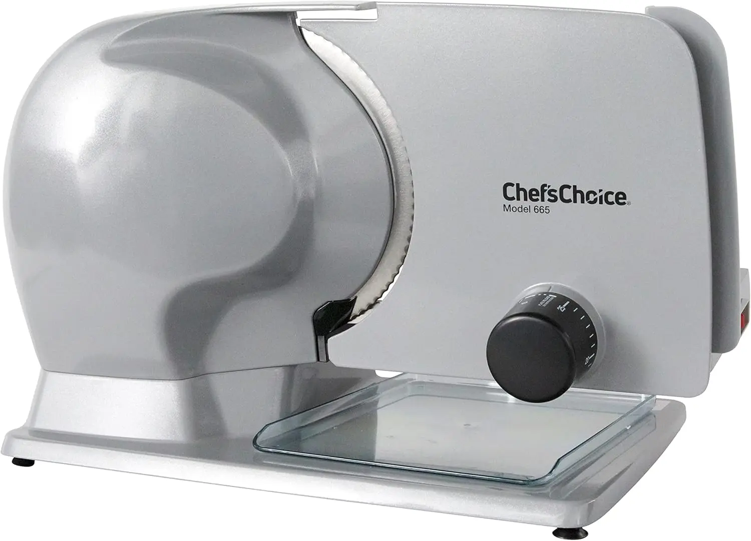 Choice 665 Professional Electric Food and Meat Slicer with Stainless Steel Serrated Blade Features Slice Thickness Contro