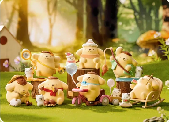 

Pudding dog blind box childhood four seasons series flocking figure cute ornaments for girls gifts