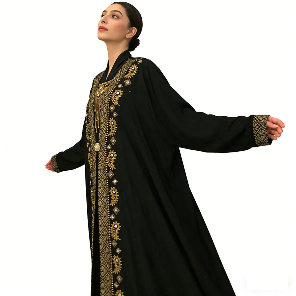 

Женское мусульманское платье с блестками и бисером Дубай Абая Ислам Платье Кафтан Ид Рамадан Джеллаба Джалабия Арабский элегантный длинный халат Турция Повседневный