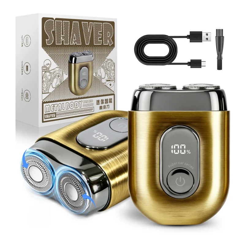 Mini Alloy Electric Shaver with Magnetic Dual-Ring Floating Head, Portable for Home and Travel, Fully Waterproof