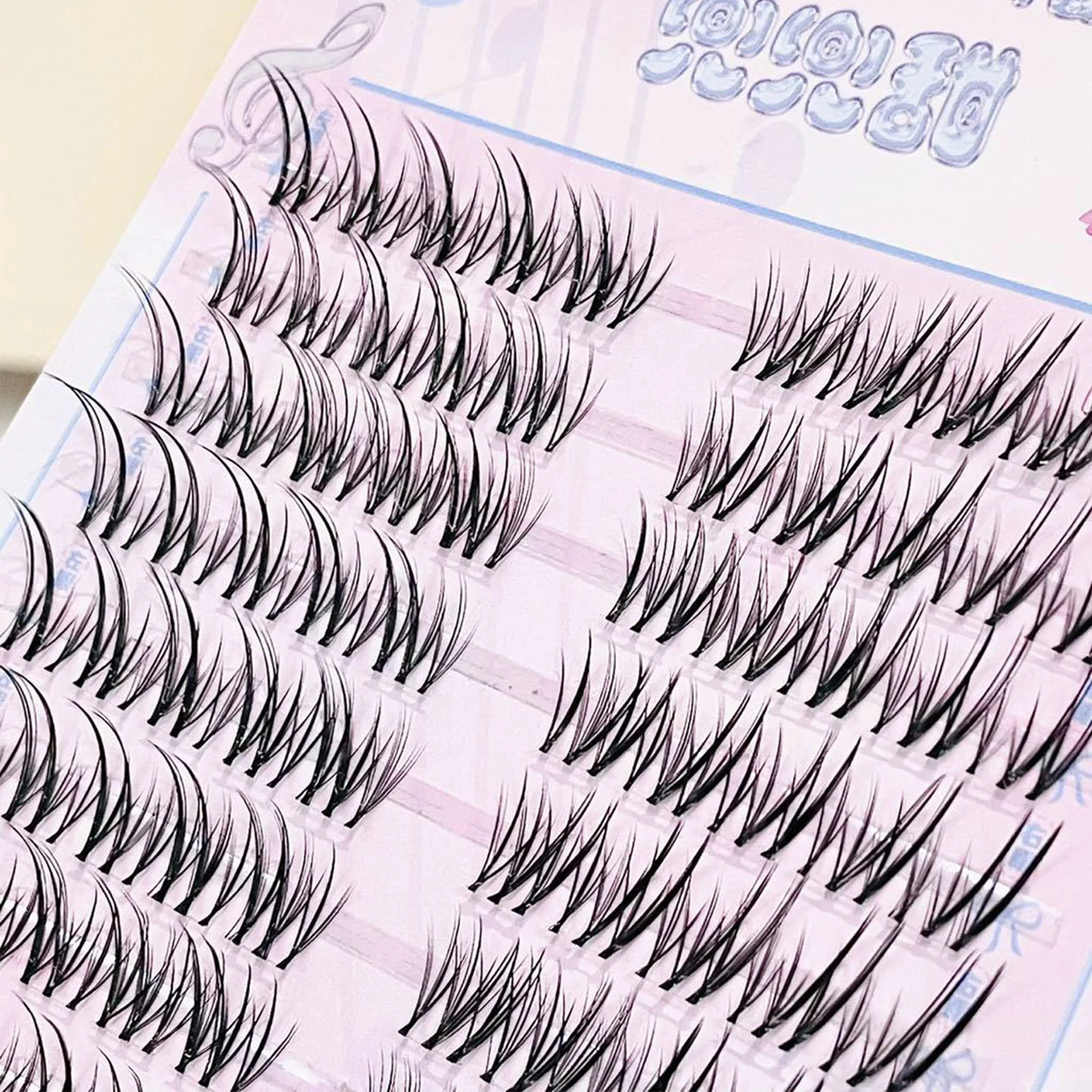 Fox-style False Eyelashes 7-12mm Mixed Length Clear Band Natural Fluffy Flying C Curl Lashes Extension Individual Lashes Cluster