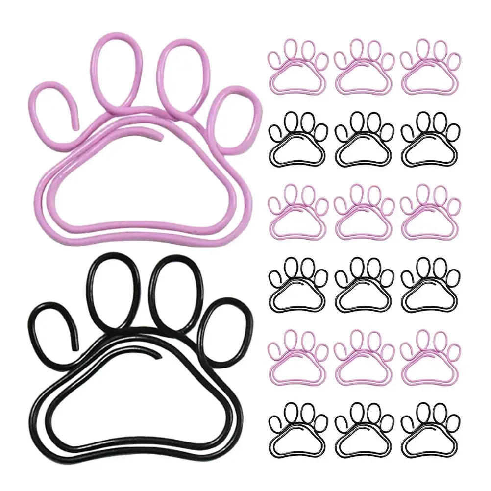 20pcs 귀여운 고양이 발톱 종이 클립 크리 에이 티브 핑크 블랙 금속 클립 만화 책갈피 바인더 Office 편지지 바인딩 용품