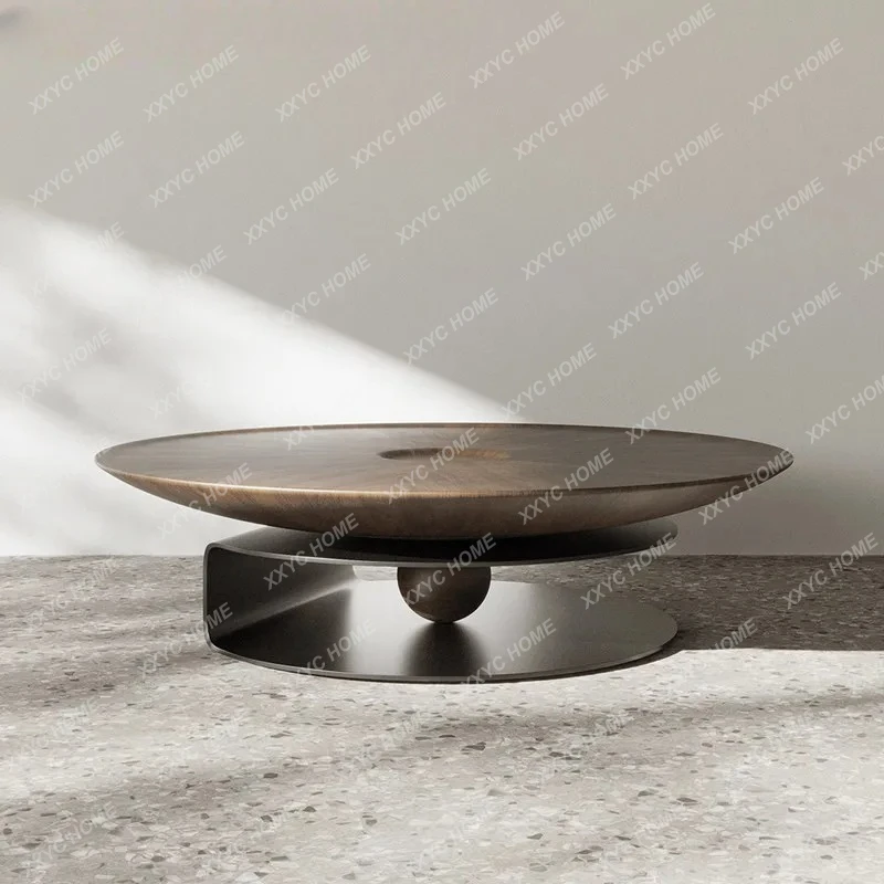 XX LX minimalist modern round coffee table household living room walnut pattern creative coffee table