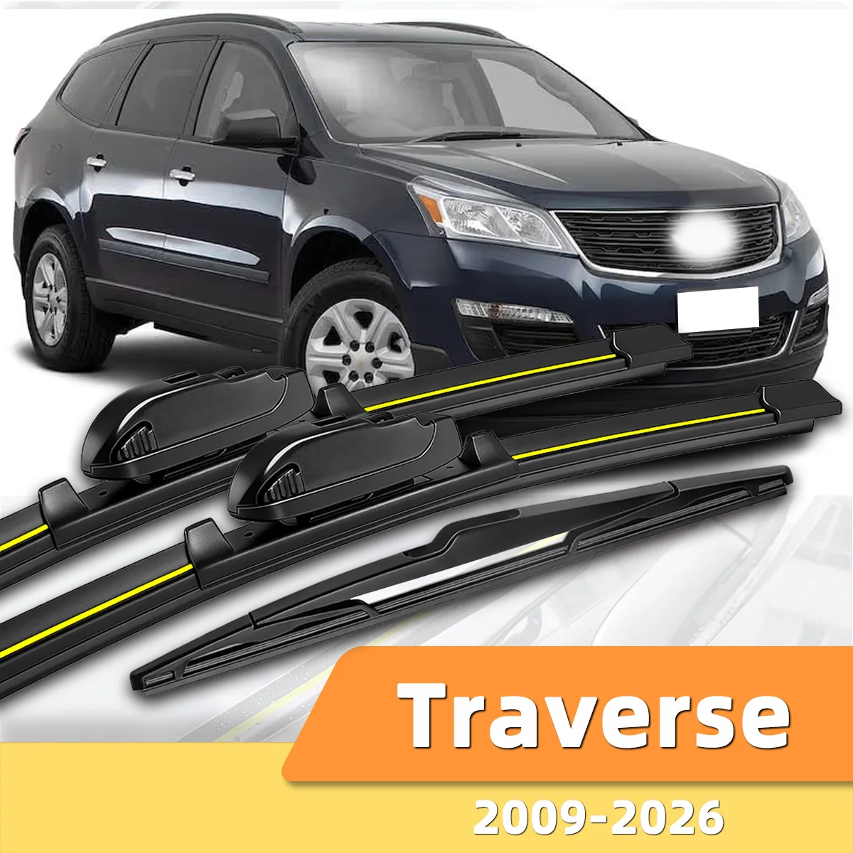 3 limpiaparabrisas delanteros y traseros compatibles con Chevrolet Traverse 2009-2026, accesorios para parabrisas de automóviles 2010 2020 2024
