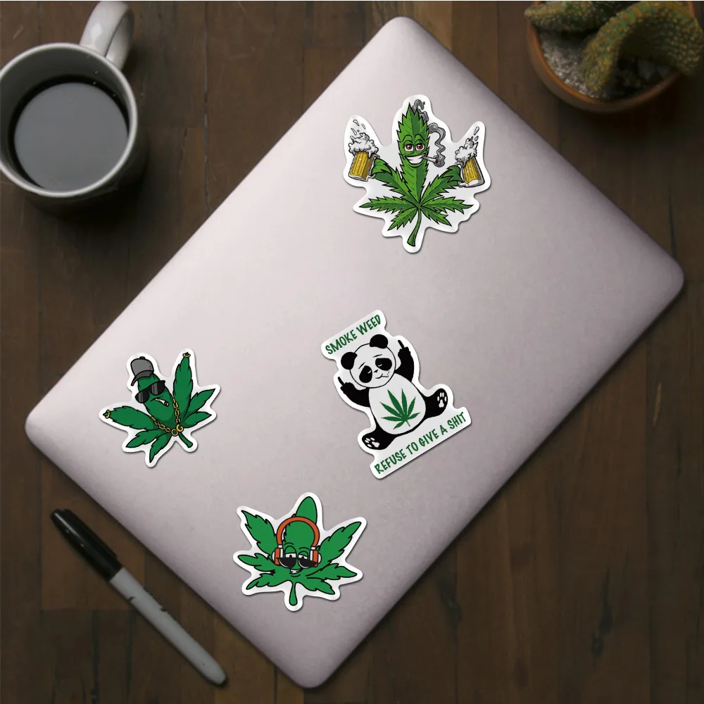 50/100pcs/set Funny Leaves Character Smoking Stickers For Guitar Kids TOY Motorcycle Car Skateboard Snowboard Luggage Decals