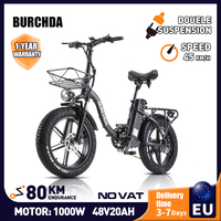 BURCHDA R8PRO Powerful Electric Bicycle 48V20AH Lithium Battery 4.0 Fat Tires 20 Inch Snow City Road 800W Ebike Foldable Bike