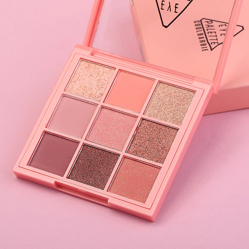 Paleta de sombras de 9 cores com brilho fino, brilhante, fosco, tons de chá ao leite; Mini, uso diário, maquiagem adequada para estudantes