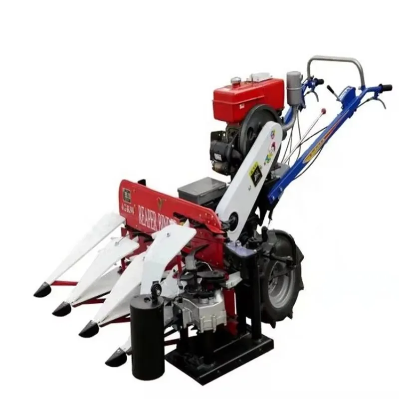 Wheat Rice Harvesting Baler Machine Walk Behind Self Propelled Diesel Powered Cutting Baler Multifunctional Straw Cutter Swather