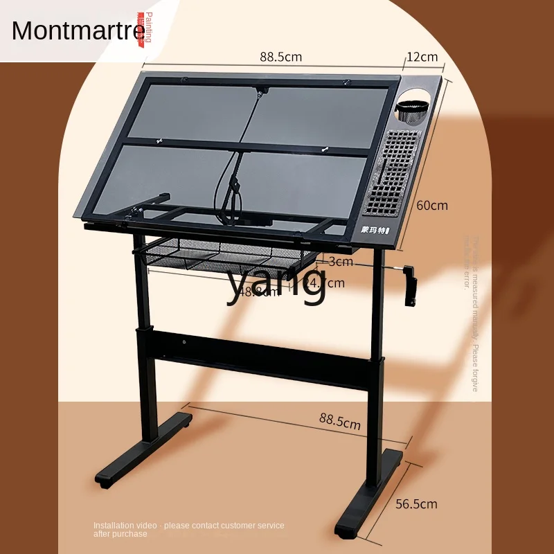 LMM1 Adjustable Painting Table Workbench Glass Folding Inclined Desktop Painting Table Art Workbench Drawing Painting Desk