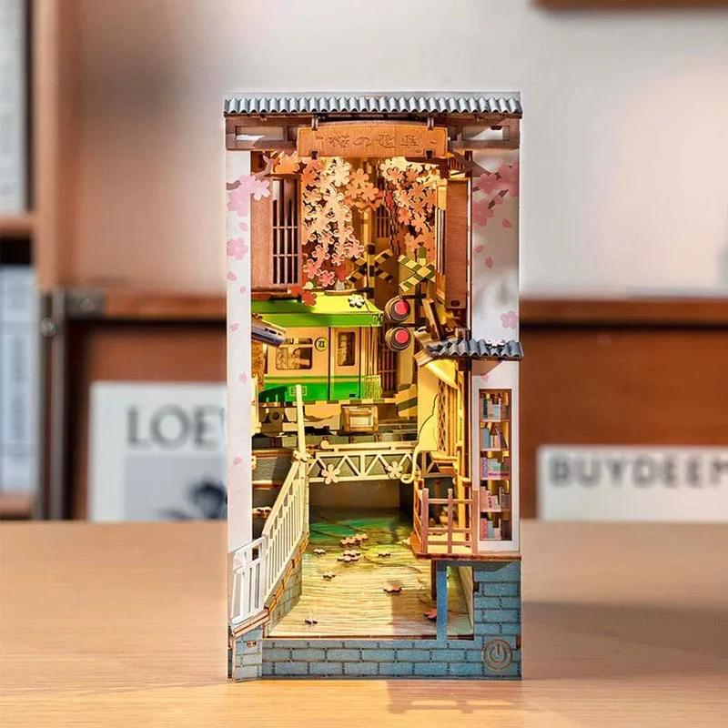 Imagem -02 - Casa de Boneca Miniatura de Madeira para Estante Faça Você Mesmo Livro Nook Inserir Móveis Ornamento Doméstico Decorações Criativas