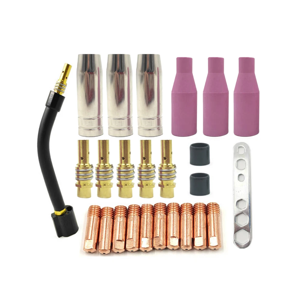 25pcs 15AK Welding Torch Nozzle Kit For Binzel 15AK MIG Device Welding Machine Copper 0.6MM 0.8MM 0.9MM 1.0MM 1.2MM Welding Tool