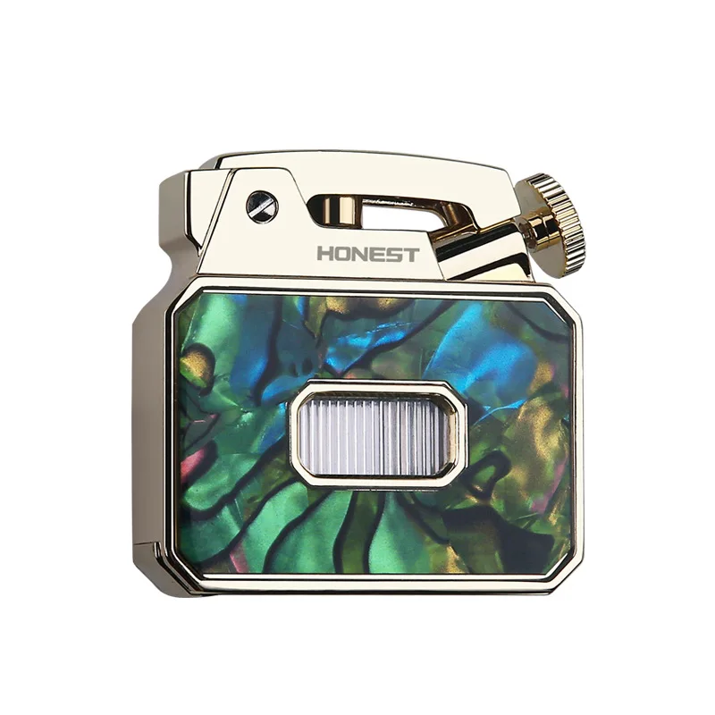HONEST créatif rétro métal Transparent entrepôt carburant briquet à huile presse éjecteur briquet hommes Collection de cadeaux de haute qualité