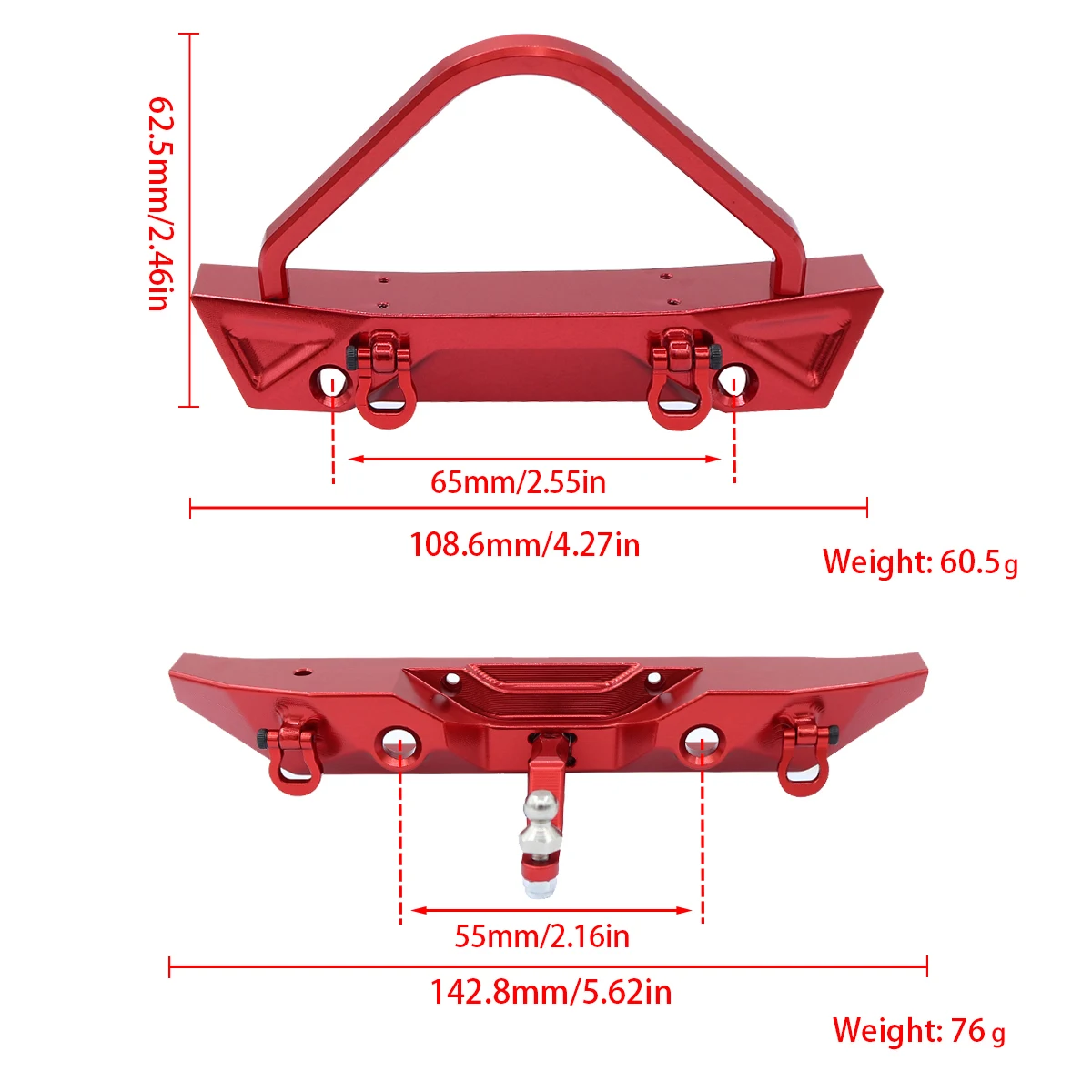 MN128 Metal Front Rear Bumper with Tow Hitch Shackles Winch Hole 1/12 RC Crawler MN128 MN 128 Upgrade Parts